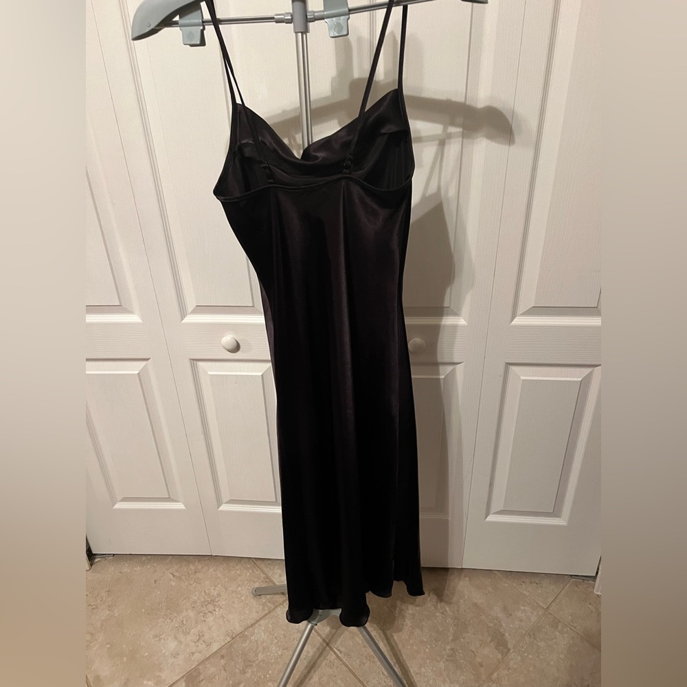 SATIN COWL NECK SLIP MIDI DRESS XS